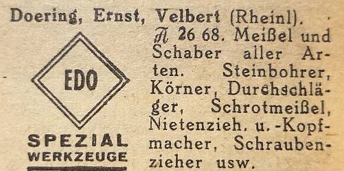 Ernst Doering, Velbert, Anzeige 1940