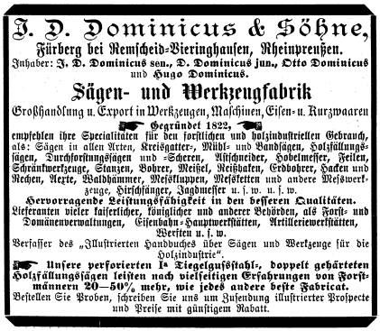 Anzeige J. D. Dominicus (1895)