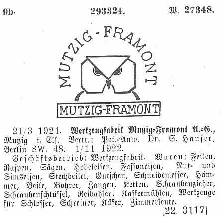 Markenzeichen Mutzig-Framont, Mutzig