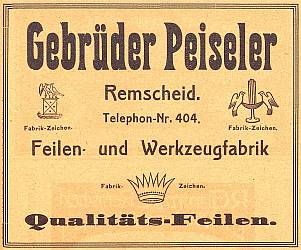 Anzeige Gebr. Peiseler (1913)