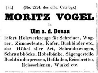 Anzeige Moritz Vogel, 1862