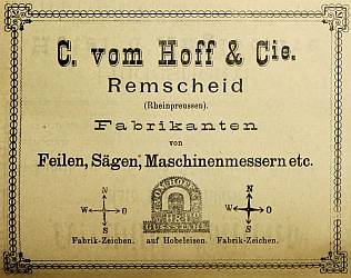 Anzeige Carl vom Hoff (1883)